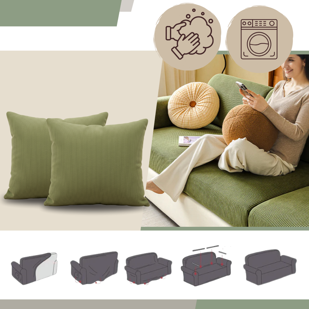 Housse de canapé en velours côtelé infroissable