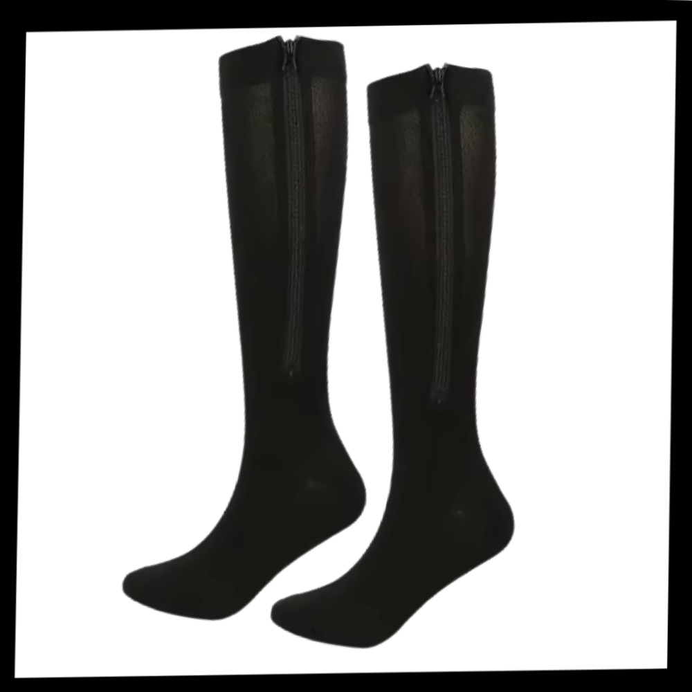 Chaussettes de compression montantes aux genoux avec fermeture éclair