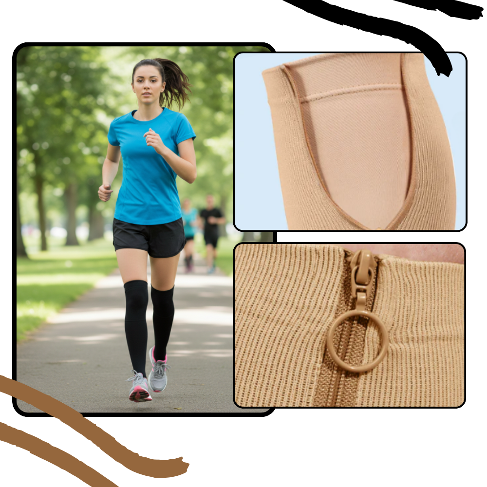 Chaussettes de compression montantes aux genoux avec fermeture éclair